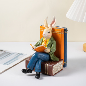 Nuova Statuetta <span class=keywords><strong>Mr</strong></span>. Reading <span class=keywords><strong>Rabbit</strong></span> in Stile Europeo per Soggiorno, Mobile TV, Ingresso, Artigianato in Resina - Product Image 4