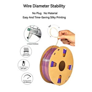 빛나는 여러 가지 빛깔의 무지개 PLA 필라멘트 빠른 그라데이션 색상 변경 1.75mm 유연한 3d 인쇄 1kg 1.75mm 3d 프린터 pla 필라멘트