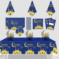 Nappe de table moderne islamique Ramadan bleu or 2027 Mubarak pour la décoration de la table du dîner de l'Aïd
