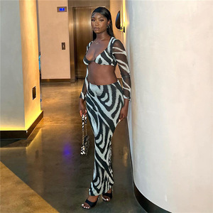 Primavera autunno abiti da donna Casual Sexy Nightclub con apertura gonna a manica lunga gonna gonna corta Top abito donna due pezzi - Product Image 2