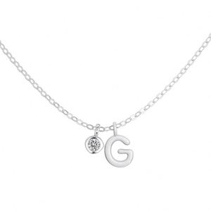 Dylam <b>Initial</b> -G- <b>Pendant</b> Necklace 925 Sterling <b>Silver</b> with 5A Cubic Zirconia 26 Letter Alphabet Jewelry Gifts for Women - Product Image 1