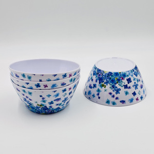 Vente en gros de bols à soupe en mélamine à bas prix, 4 pièces, avec imprimé bleu à pois - Product Image 2
