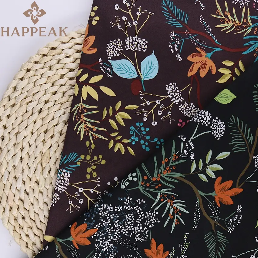 Modischer Baumwoll-Popeline-Stoff mit Blumenmuster Low MOQ Custom Leaf Printed Cotton Fabric für Kinder