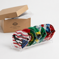 Sous-verre en céramique en forme de lèvres avec support en liège, motif drapeau national, impression personnalisée, décoration de table, pour tasses et mugs