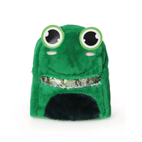 Sac à dos à motif de grenouille en peluche appliquée, sac à dos d'école Design pour enfants, panneau solaire mode géométrique pour filles, offre spéciale