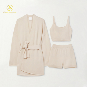 100% Cashmere 3 Piece Pajama <strong>Set</strong> Shorts Lounge Loungewear Sweater Women Suit Co Ord Cozy Knit <strong>Set</strong> 3 Piece <strong>Set</strong> - Product Image 1