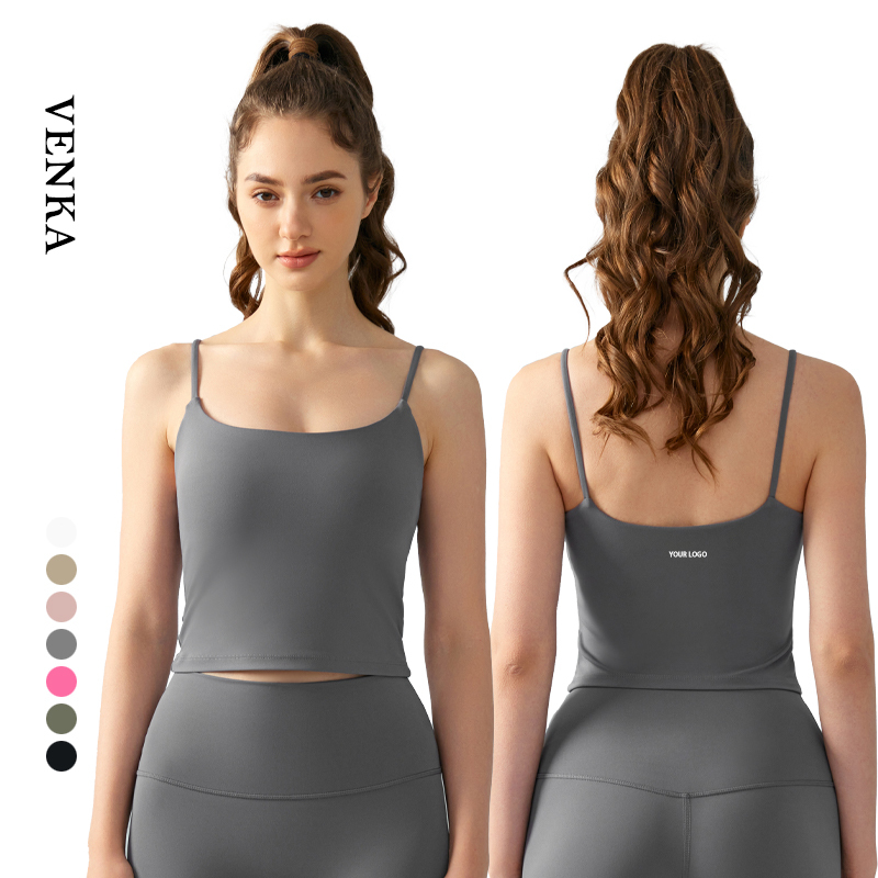 Women Sports Wear Sexy Sling U-Shaped Beautiful Back Fitness Vest Workout Top With Breast Pads Custom Lady Gym Yoga Tank Top
