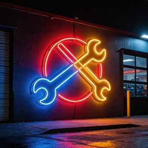 Enseigne néon LED personnalisée pour garage, motif voyant d'avertissement 'Vérifier le moteur', service de réparation de pneus, décoration murale pour atelier de mécanique automobile et 'Man Cave' - Product Image 4