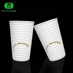 Alta Qualidade Descartável Personalizado Cup big dot café papel copos com tampas dupla parede copo Impresso Descartável