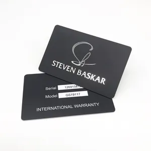 Customized Printing Plastic Authenticity Warranty Card