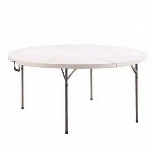 Commercial Rental Outdoor Banquet Wedding White Bbq <strong>Theme</strong> Party Camping <strong>Picnic</strong> Hdpe Plastic Round Folding Dining Table - Product Image 1