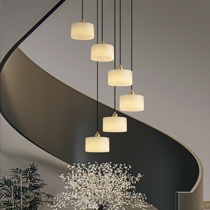 Spanish Marble Pendant <b>Light</b> Multi Head Led Chandelier For Villa Staircase And Lobby Luxury Copper Design - Product Image 1