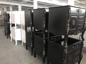 أثاث الحمام الكلاسيكي الأوروبي الموجود على طاولة، أثاث حمام فندقي عتيق من حجر الرخام ومرايا على شكل صدفة كلاسيكية مخصصة - Product Image 5