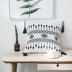 Высококачественный черно-белый дизайн 45*45 см, 100% хлопок, чехол для диванной подушки WSE
