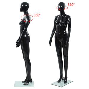 หุ่นโชว์หญิงสีดำเงา ขนาด 68.9 นิ้ว พร้อมฐานกระจก ท่ายืน สำหรับโชว์เสื้อผ้า รุ่น D0100HHRH6J - Product Image 6
