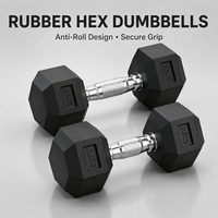 Mancuernas Hexagonales de Goma AUGER al por Mayor, de 1-50 kg, Pesas Comerciales para Gimnasio con Logotipo Personalizado OEM ODM