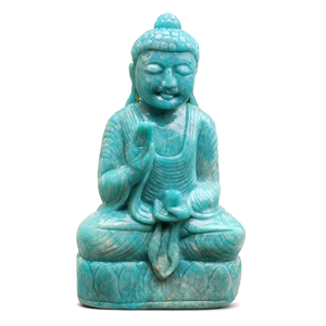 Lord <b>Buddha</b> Statue in Sitting Posture Carved from Amazonite Gemstone A Divine Symbol of Peace, Blessings & Heart-Centered - Product Image 2