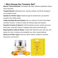 Crème Visage Matifiante Végétalienne au Curcuma et Vitamine C Marque Blanche – Éclaircissante, Anti-Acné, Correctrice de Taches Brunes – Kit de Soins de la Peau