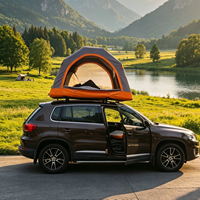 Tente de camping populaire en tissu Oxford PVC gris et orange avec fenêtre moustiquaire, tente de toit de voiture gonflable avec matelas gonflable
