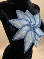 Ocstrade 10 pièces, appliques de fleurs en organza 3D faites à la main, décoration en strass bleu clair, patch pour la création de vêtements