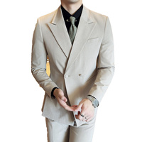 Costumes pour hommes à double boutonnage 2 pièces avec pantalon à braguette zippée pour marié, bal de promo, dîner, smoking