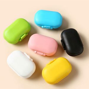 Boîte à pilules à 4 compartiments avec impression de logo personnalisé, couleur pastel, organiseur de médicaments hebdomadaire mignon pour les voyages, la salle de sport, le bureau - Product Image 5