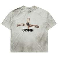 T-shirts personnalisés pour hommes, 300 g/m², 100 % coton, gris délavé, imprimé graphique, coupe ample, streetwear lourd