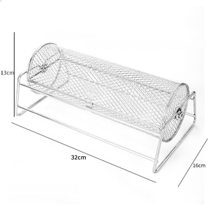 Panier de barbecue rotatif en acier inoxydable, <span class=keywords><strong>cage</strong></span> de grillade en forme de tambour pour une cuisson uniforme des légumes, de la viande et des fruits de mer - Product Image 2