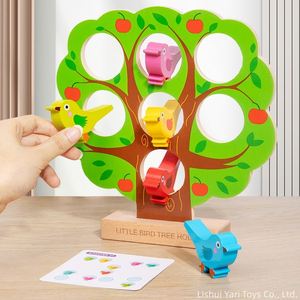 Jeu de puzzle en bois Tress House, jeux de société populaires pour enfants, blocs en forme d'oiseaux, correspondance des couleurs avec des cartes flash - Product Image 3