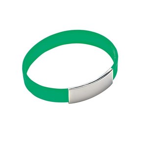 Braccialetto in silicone verde da uomo con placca in metallo, accessorio di moda - Product Image 1