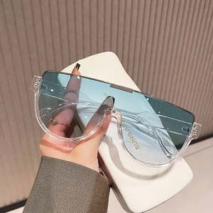 Gafas de Sol Personalizadas con Logotipo 2025, Montura Transparente de Media Montura, Lentes de Una Pieza Extra Grandes con Protección UV400 para Mujer - Product Image 6