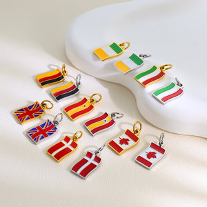 イギリス、ドイツ、カナダ、アイルランド、スペイン、デンマークの愛国的な国旗ペンダント、ステンレススチールチャーム卸売 - Product Image 2