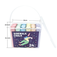 Craies de couleur de bonne qualité, 24 pièces, dans un seau carré en PP, grandes craies scolaires lavables, faciles à écrire sur, craies pour trottoir