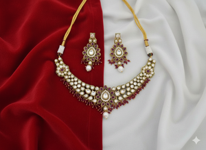 Beautiful <b>Antique</b> <b>Jewellery</b> High <b>Gold</b> Polish Full Kundan Stone Necklace Set Party Wear Ethnic Designer Necklace - Product Image 2