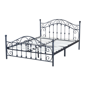 Cadre de lit plateforme Queen moderne de luxe nordique en métal robuste noir, fabrication sur mesure, taille complète, lits en métal modernes de luxe nordique - Product Image 1