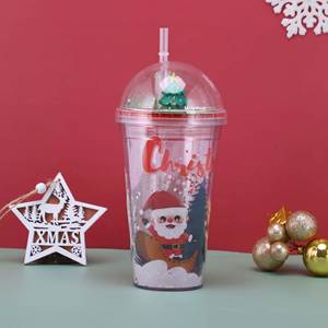 Gobelets à café en plastique à double paroi de 16 oz avec paille pour Noël, bouteille d'eau, gobelet isotherme - Product Image 5