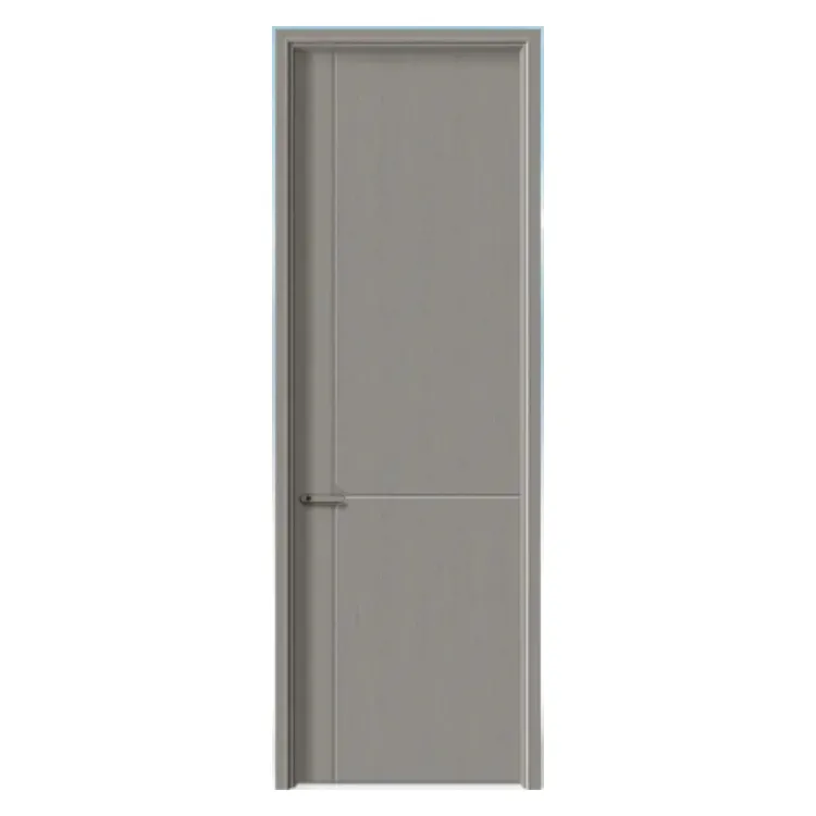 Simple Design Modern House Door Panel Wood Grey Color Interior Single Door With Door Frame