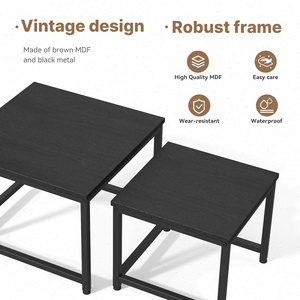 Ensemble de table basse 2 en 1, plateau en bois, cadre en métal, moderne, écologique, fait à la main, matériau durable, structure robuste, réglable - Product Image 6