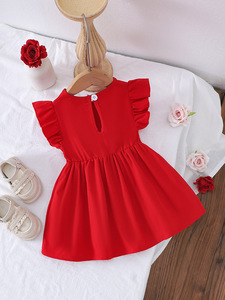 Nuovo Vestito Rosso per <span class=keywords><strong>Neonata</strong></span> con Ricami e Decorazioni Floreali per Occasioni Speciali - Product Image 2