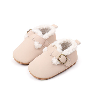Zapatos de Invierno para Niños al por Mayor, Botas Cálidas para Bebés, Primeros Pasos, Suela Blanda, Botas para Recién Nacidos, con Hebilla, Forro Sherpa, para Niños Pequeños - Product Image 2