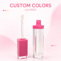 Emballage cosmétique en plastique transparent carré personnalisé, tube à gloss à lèvres vide avec applicateur, conteneur à gloss à lèvres OEM