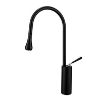 Mitigeur de lavabo sanitaire monotrou à poser, avec douchette extractible en céramique, poignée unique en acier inoxydable 34734