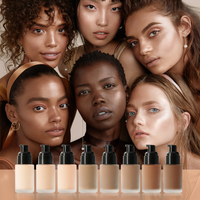 Fond de Teint Liquide Noir Personnalisé de Haute Qualité 8 Couleurs, Cosmétique Naturelle, Fini Mat Bio, Contrôle du Sébum, Minimisation des Pores, Imperméable