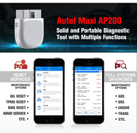 Autel MaxiAP AP200 Bluetooth OBD2 Lector de código Sistema completo Diagnósticos AutoVIN TPMS IMMO Servicio DIYers Edición simplificada de MK808