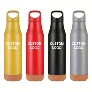 Termo Deportivo Portátil de Acero Inoxidable con Base de Corcho, Doble Pared, 500 ml, Botella de Agua Ecológica para Viajes - Product Image 1