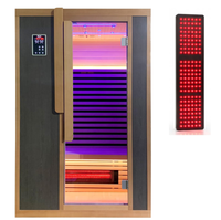 Ruang Sauna Inframerah Jauh Dalam Ruangan untuk 2 Orang, Kabin Sauna Kayu dengan Terapi Cahaya Merah dan Terapi Cahaya Kromoterapi