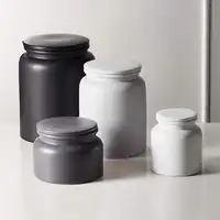 Boîte de rangement en céramique mate, ustensiles de cuisine nordique, contenants transparents, farine, sucre, café et thé, 6 pièces