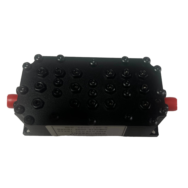 Cavity Bandpass Filter 5786-5826MHz 5G Devices Microonda 3W 50 Ohm 40MHz Bandwidth SMA Female Black 4 M3 Screws 15dB Return Loss