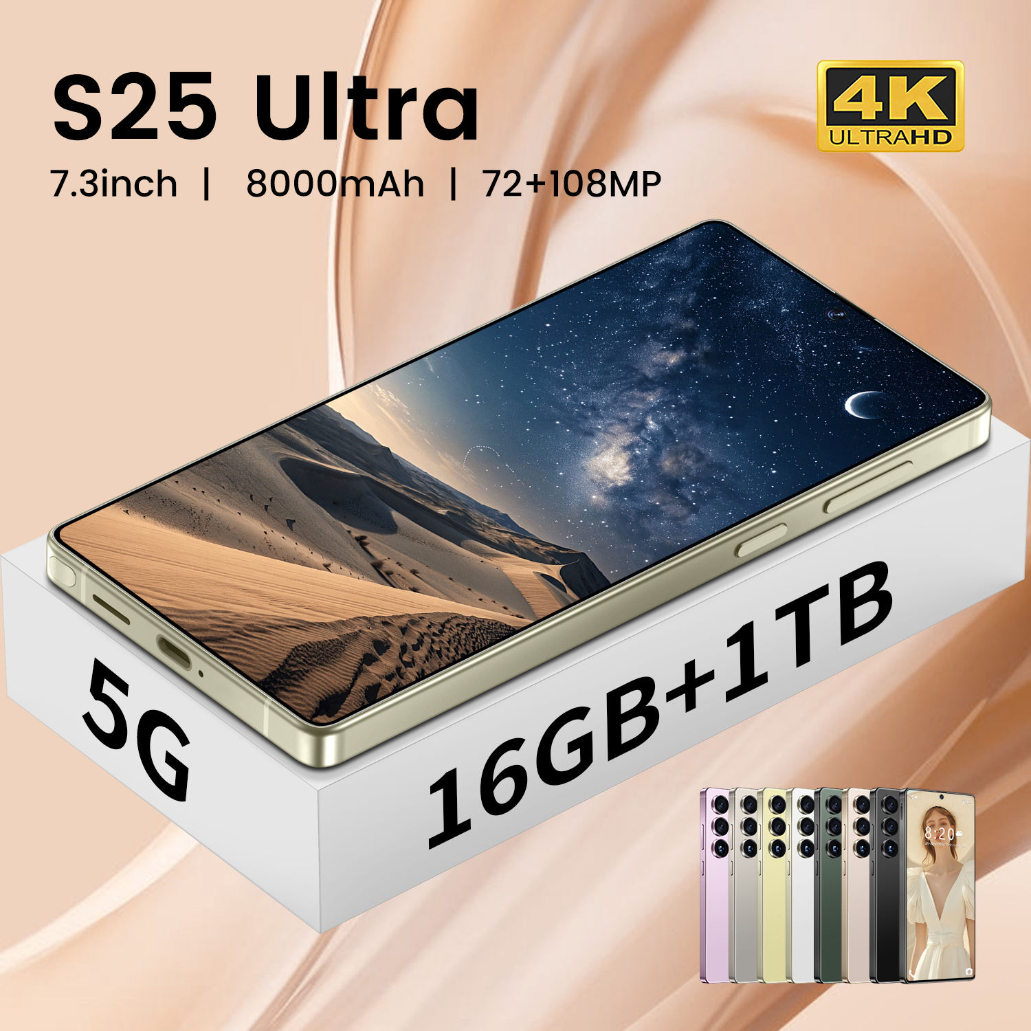 ORANGLES Global Version S25 Ultra 5G Smartphone Android 16 16GB+1TB 7.3 Inch 72+108MP HD Beauty Camera Unlocked Gaming Mobile Phone - angled perspective - presenting advantages - Image 4 of 6 | fits any environment | Purchase Global Version S25 Ultra 5G Smartphone Android 16 16GB+1TB 7.3 Inch 72+108MP HD Beauty Camera Unlocked Gaming Mobile Phone Michigan | Free Shipping ORANGLES