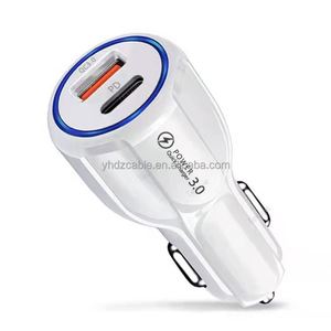 ที่ชาร์จในรถยนต์ USB C 2 พอร์ต QC3.0 USB ชาร์จเร็ว ที่จุดบุหรี่ในรถยนต์ ใช้ได้กับ iPhone11 12 13 หัวชาร์จ PD - Product Image 4